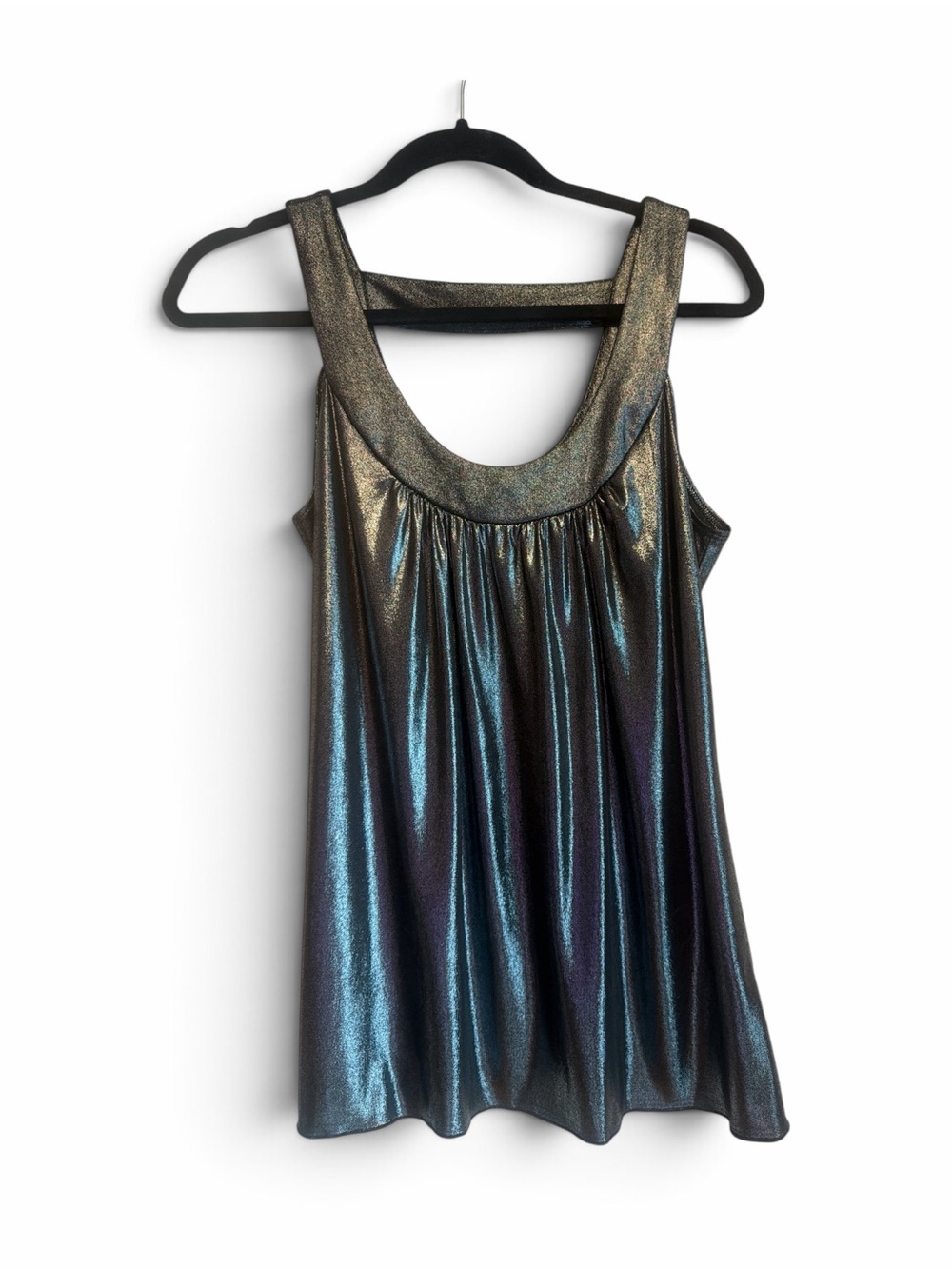 A. Byer Shimmering Iridescent Scoop Neck Tank Large